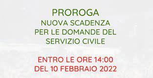 AVVISO PROROGA BANDO SERVIZIO CIVILE UNIVERSALE  AL 10 FEBBRAIO 2022 ORE 14:00